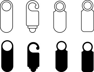 Door hanger icon set collection. Minimalist hotel room service signs