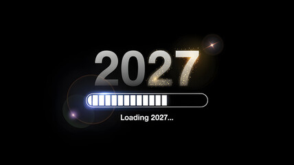 Futuristic loading screen for 2027 with progress bar and sleek design