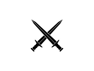 Cross swords isolated vector illustration on white background featuring medieval weapon design, sword element for logo, label, emblem, badge, war, history and combat theme