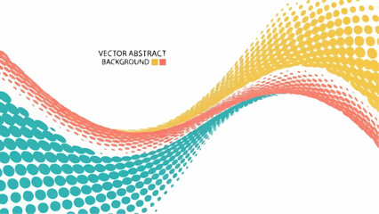 Dynamic abstract waves composed of colorful halftone dots create a vibrant modern vector background.