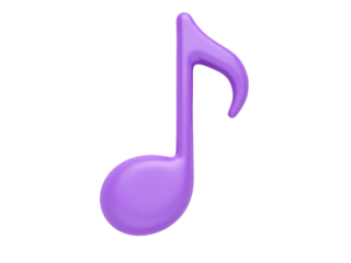 A single purple music note on a white background