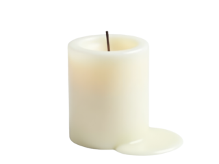 A simple scene featuring a white candle with a stick stuck into its side