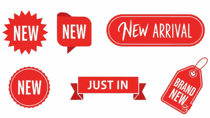 Red new arrival labels and stickers for advertising and branding
