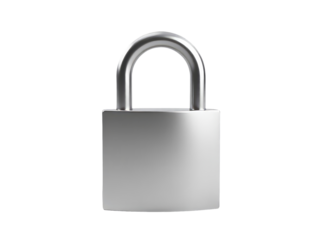 A close-up of a locked padlock on a white background, suitable for use in scenarios where security or confidentiality is important