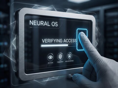 Biometric Security Access Control Panel with Neural OS Interface - Powered by Adobe