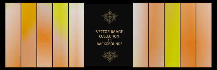 Series of soft orange and yellow gradient stripes surrounding an ornate dark frame, conveying warmth and optimism for seasonal promotions, invitations, or branding.