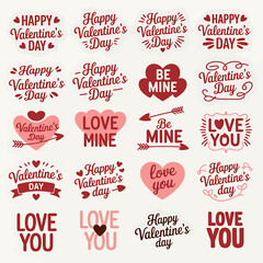 Collection of valentine day greeting card design elements