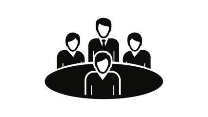 Business meeting icon with professional team sitting around a table.