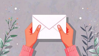 Hands Holding Envelope with Care Illustration.