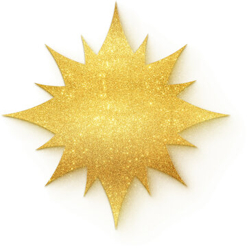 Golden glitter twelve point star dodecagram isolated on white background