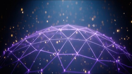 データ接続とテクノロジーを表現する抽象的なワイヤーフレーム構造