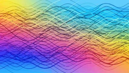 Vibrant rainbow colored wavy lines abstract background design