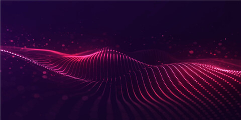 Abstract purple and pink background with flowing wave lines and digital fractal curves creates a futuristic motion design texture for a high-tech art wallpaper concept