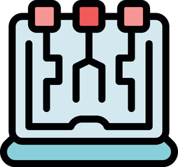 Obraz premium Laptop displaying algorithm with three entry points, symbolizing complex computational process