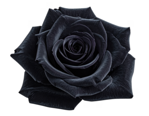 black rose isolated on a transparent background.