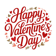 Happy valentine's day greeting with hearts and leaves