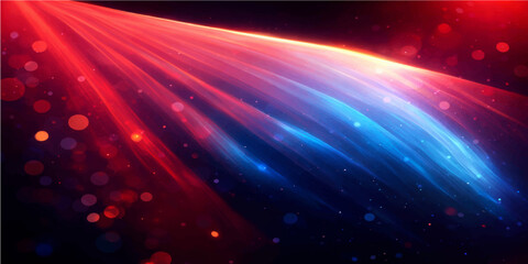 A bright concert stage spotlight creates a glowing laser effect with blue energy rays and shiny stars, forming an abstract art design across a dark night cosmos background texture