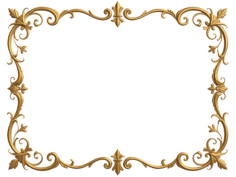 A decorative gold frame with intricate scrolls and ornate details