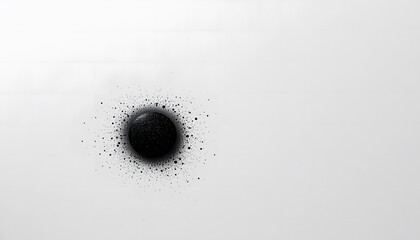  Close-up of a single black dot painted on white paper.