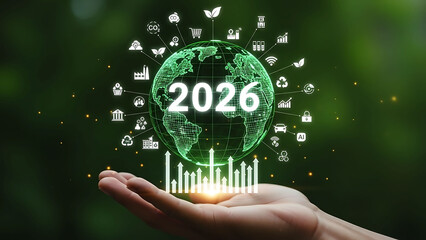 Sustainable Global Technology and Green Economy Future Concept for 2026