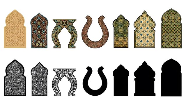 Colorful islamic architectural elements - Powered by Adobe
