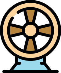 Obraz premium Cartoon water mill wheel rotating and generating clean energy, sustainable power generation