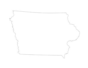 State of iowa silhouette outline on white background for neutral graphic design use