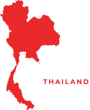 Red Silhouette Map of Thailand with Text