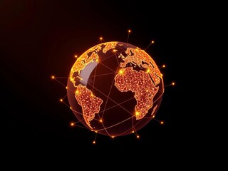 A stylized, glowing globe with connecting lines, signifying worldwide web,  digital,  communication