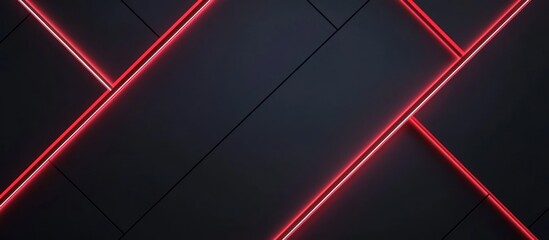 Modern Abstract Background with Geometric Red Neon Lines Design