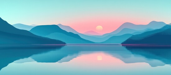 Serene Mountain Landscape Reflecting in Calm Lake at Sunset