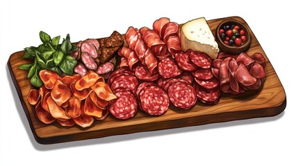 Exquisite Charcuterie Board Displaying a Variety of Gourmet Delights