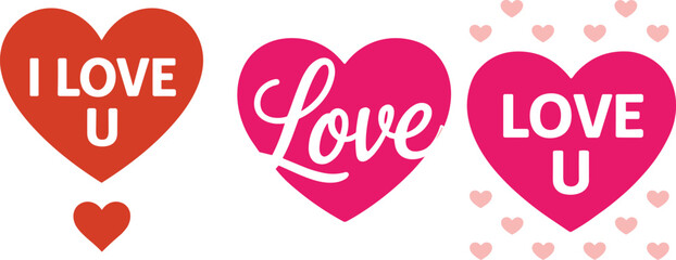 Romantic heart illustration, love message design, Valentine’s Day graphic, red and pink hearts, white background, affectionate theme