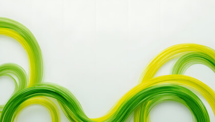 Vibrant green and yellow wavy lines on white background for design