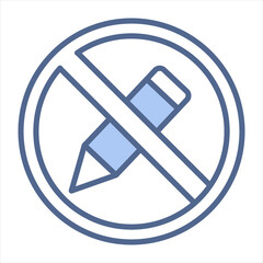 No Writing Blue Icon Vector Illustration