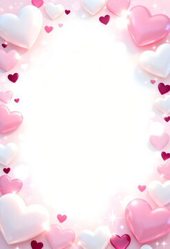 https://contributor.stock.adobe.comRomantic Valentine's Day love background filled with brilliantly shining glass-textured heart balloons and dreamy bokeh light