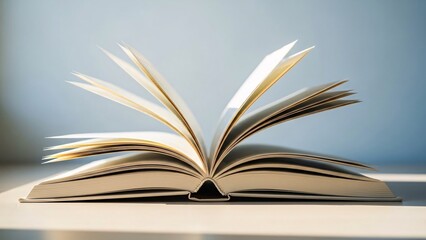 Open book with pages flipping in a well-lit environment perfect for reading studying or educational purposes in a modern setting