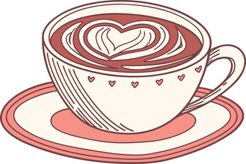 Coffee Cup With Love Illustration. Coffee Love Concept Illustration. Romantic Coffee Cup Illustration. Coffee Cup Heart Design Illustration. Love And Coffee Illustration. Hot Coffee With Love Design