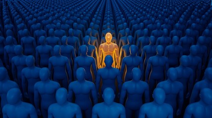 Fototapeta premium Leadership concept highlighting individual among crowd 