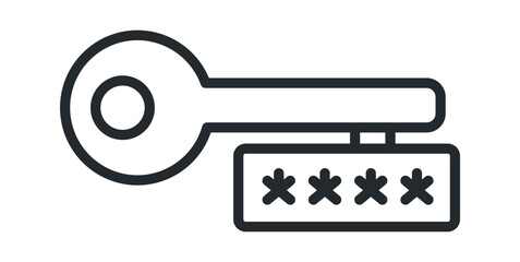 A simple key symbol accompanied by a password lock, representing security and privacy.