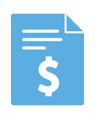 A blue financial invoice featuring a dollar sign, symbolizing payment or billing in a professional context.