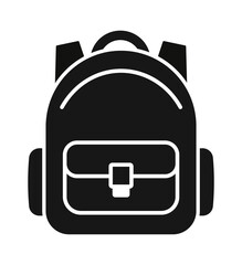 Stylish black backpack icon with a front pocket and padded straps.