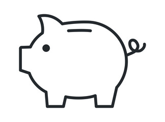 A simple line art illustration of a piggy bank, symbolizing savings and financial planning.