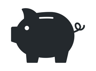 A simple black silhouette of a piggy bank, symbolizing savings and financial planning.