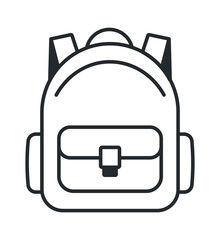 Stylish monochrome backpack illustration with a front pocket and double straps.
