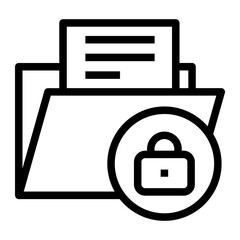 Line icon of secure folder with padlock protection