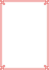 Chinese style rectangle frame border in red with 4.5 x6.5 aspect ratio for 5x7 aspect ratio lunar or Chinese invitation, card, cut out , SVG isolated .