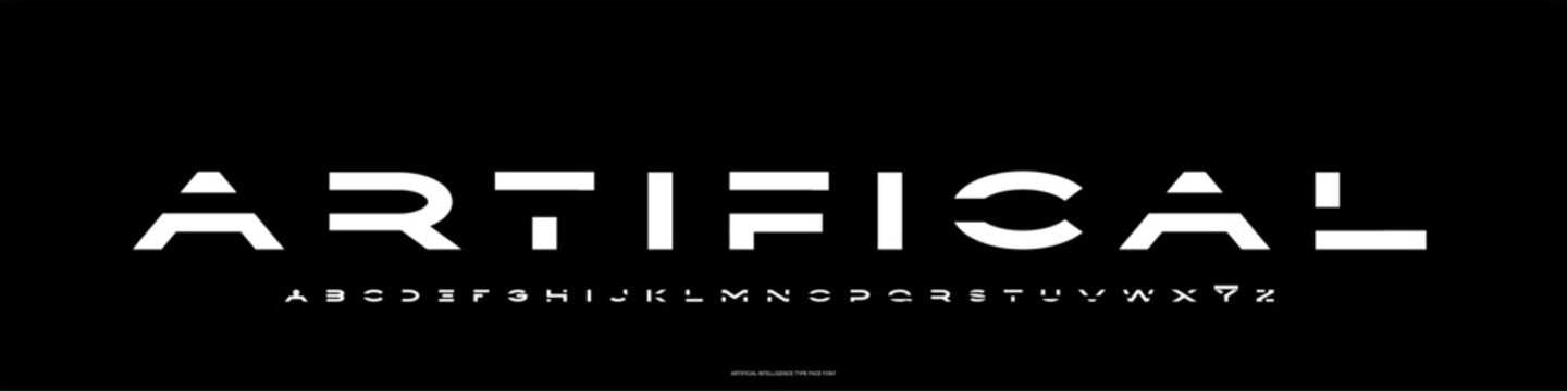 AI Font Artificial Intelligence Concept Typography - Modern Futuristic Font Design for Technology and Innovation