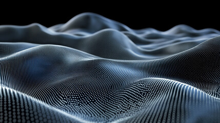 Digital wave network pattern with flowing lines and nodes, symbolizing connectivity, data flow, technology, communication, and futuristic digital networks in an abstract design.