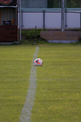 soccer ball on the field before the match